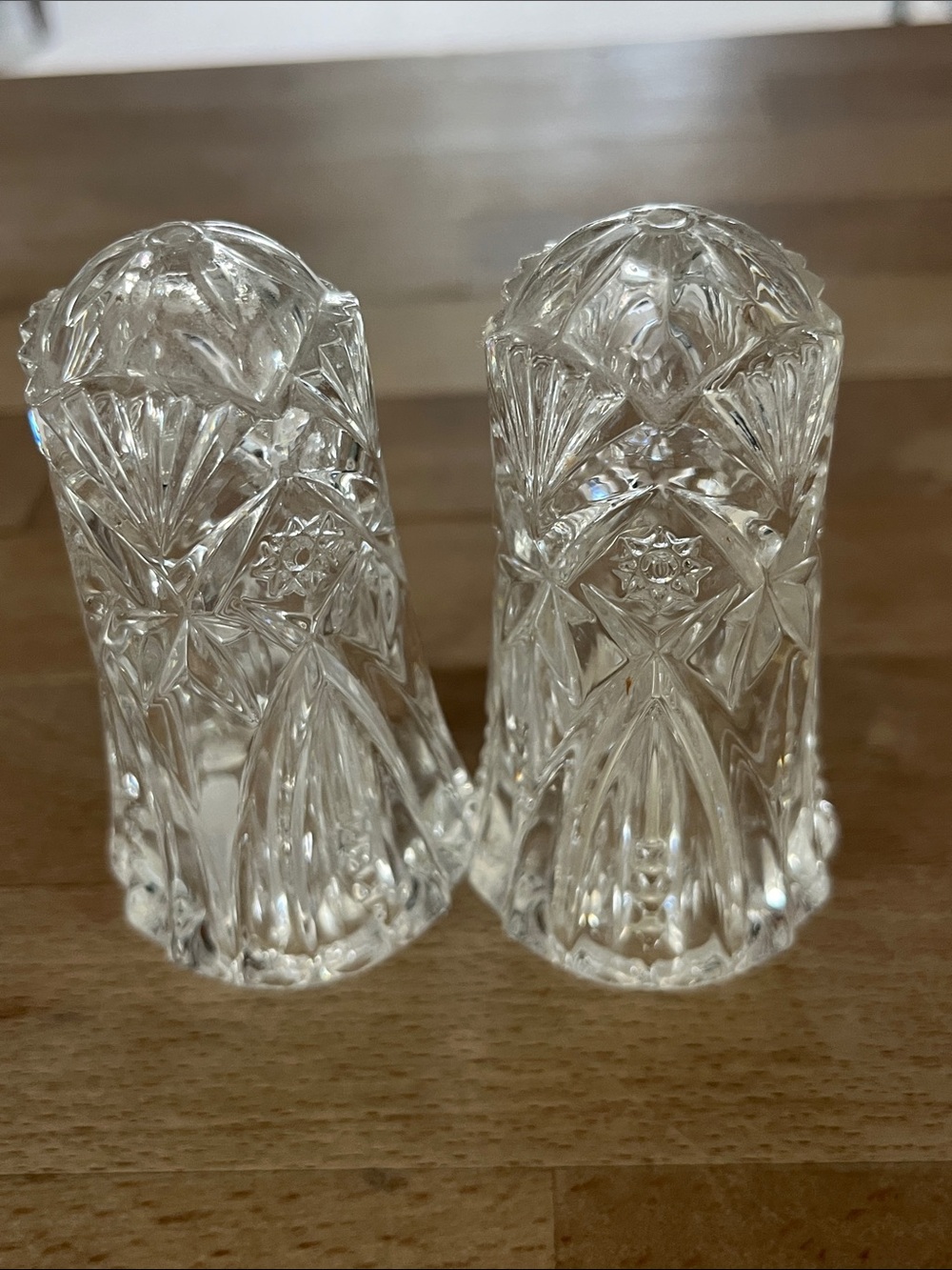 Vintage J.G Durand France Cut Glass Patterned Salt and Pepper Shakers
